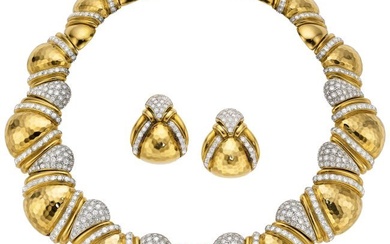55128: Diamond, Gold Jewelry Suite Stones: Full-cut di