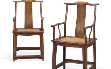A PAIR OF HUANGHUALI 'OFFICIAL'S HAT' ARMCHAIRS, GUANMAOYI, 17TH-18TH CENTURY