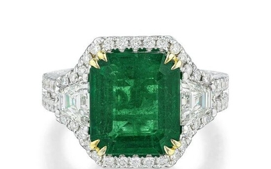 5.83-Carat Emerald and Diamond Ring, AGL Certified