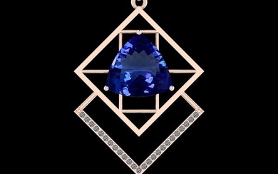 5.88 Ctw VS/SI1 Tanzanite And Diamond 10K Rose Gold Vintage Style Pendant