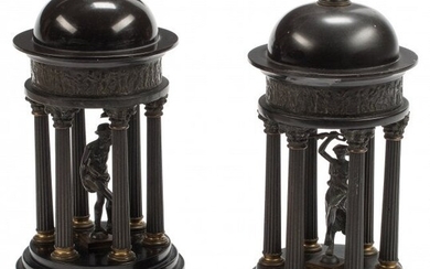 61028: A Pair of Grand Tour Patinated Bronze Temple-For