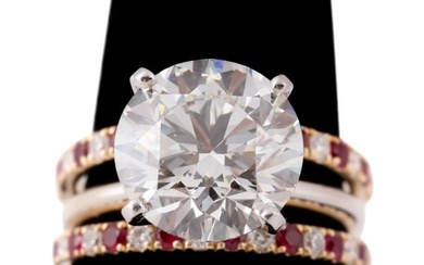 6.85CT DIAMOND SOLITAIRE & RUBY RING, FOREVERMARK