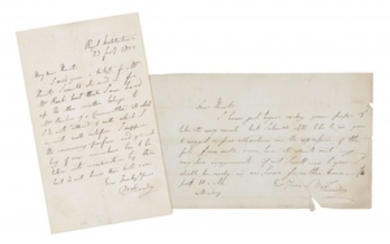 MICHAEL FARADAY (1791-1867) Réunion de 2 lettres autographes signées à Robert Hunt