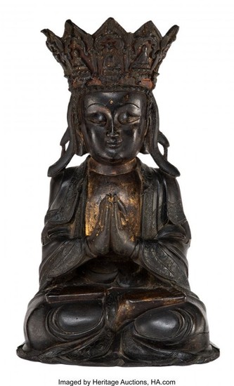 78228: A Large Chinese Gilt Lacquered Bronze Figure of