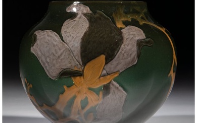 79128: Rookwood Pottery Iris Glazed Floral Vase Decorat