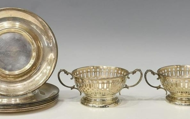 8) R. WALLACE & SONS STERLING CUP FRAMES & SAUCERS