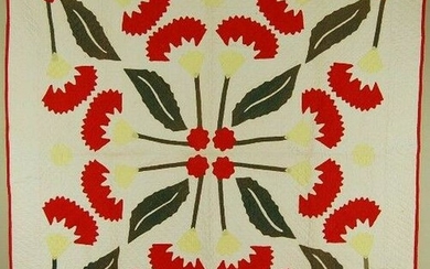 Vintage 1870's Coxcomb Applique Antique Quilt