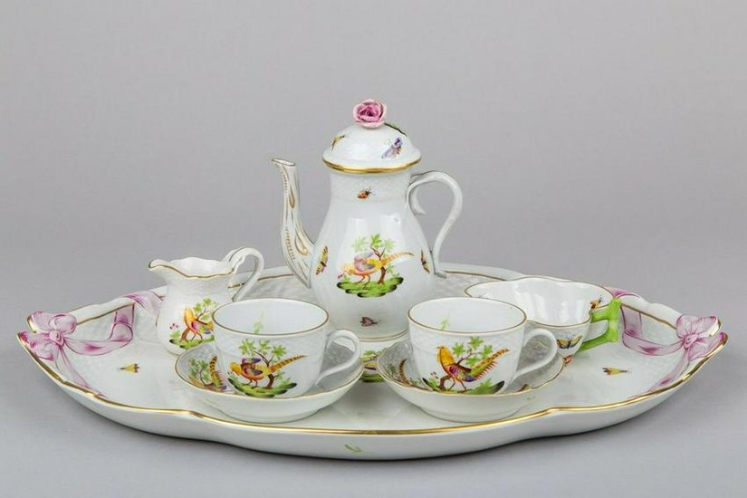 Herend Pheasant Pattern Tete a Tete Coffee Set for Two