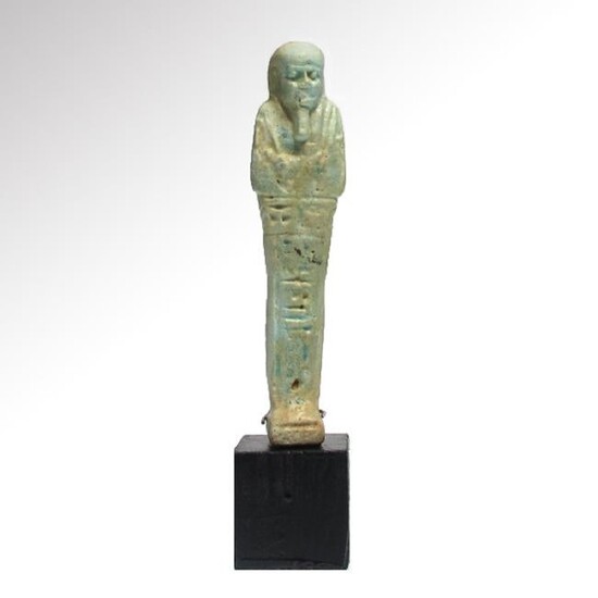 Egyptian Light Blue Faience Shabti Inscribed to Ni Khw