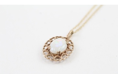9ct gold vintage opal pendant necklace with a heart-shaped b...