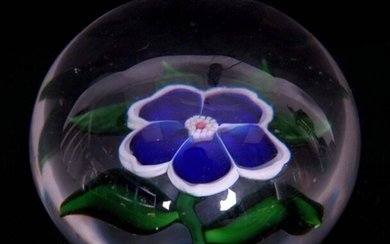 A 19TH CENTURY BACCARAT BLUE PANSY SPRAY PAPERWEIGHT with star...