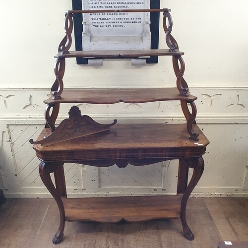 A 19th century Continental walnut bookcase/shelf unit, havin...