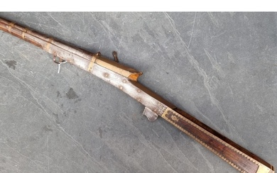 A 19th century Indian matchlock musket, overall length 166cm...