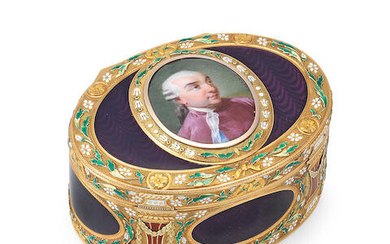 A 19th century gold and enamelled snuff box in the Louis XVI style