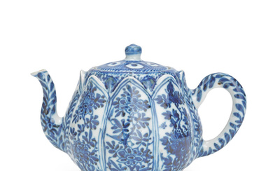 A BLUE AND WHITE 'LOTUS' TEAPOT AND COVER Kangxi