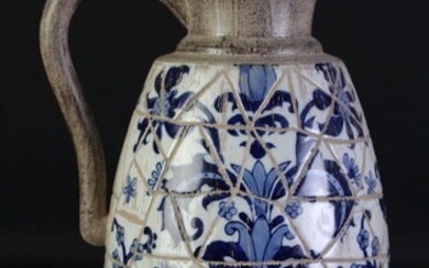 A Blue and White Mosaic Style Ceramic Ewer (h:34cm)