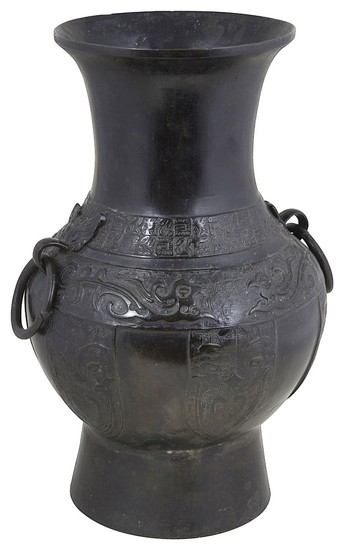 A CHINESE ARCHAISTIC BRONZE 'HU' VASE, PROBABLY 18TH / 19TH ...