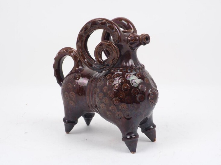 A Canakkale brown glazed pottery aquamaline, 19th/early 20th century, modelled...