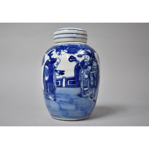 A Chinese Blue and White Ginger Jar and Cover Decorated with...