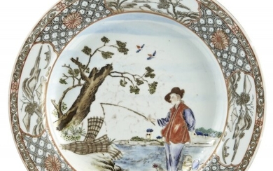 A Chinese European Subject Enameled Porcelain Plate