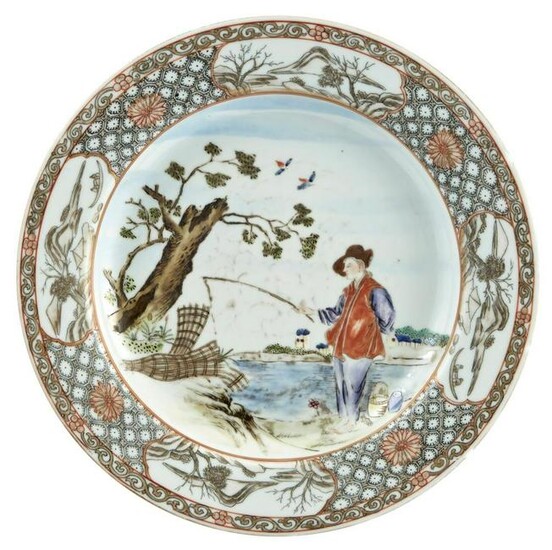 A Chinese European Subject Enameled Porcelain Plate