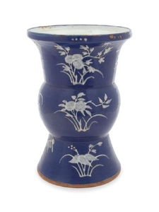 A Chinese Glazed Terracotta Gu-form Vase