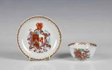 A Chinese armorial tea bowl and saucer