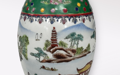A Chinese porcelain jar with lid.