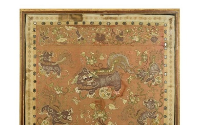 A Chinese silk panel, 19th century
