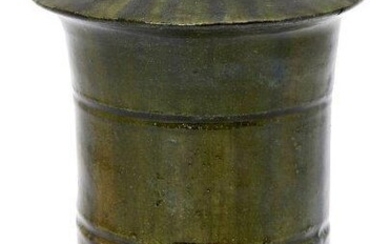 A Chinese terracotta green glazed granary jar, Han dynasty