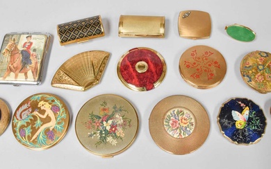 A Collection of Assorted Gilt-Metal Compacts, variously formed and decorated...