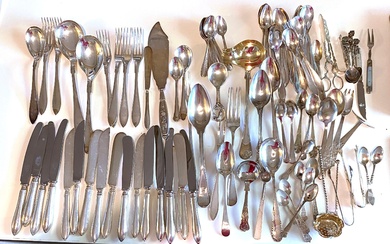 A Collection of Silver Plate Cutlery including Knives, Serving Spoons
