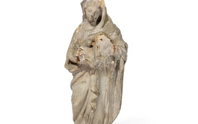 A Continental painted pine model of the Madonna