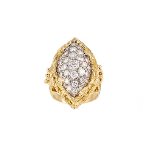 A DIAMOND CLUSTER RING, the pavé set brilliant cut diamonds ...