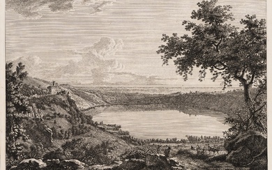 A. DIES (1755-1822), View of Lake Nemi, 1799, Etching