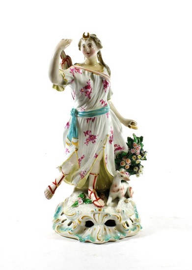 A Derby Porcelain Figure of Diana, circa 1770, the standing...