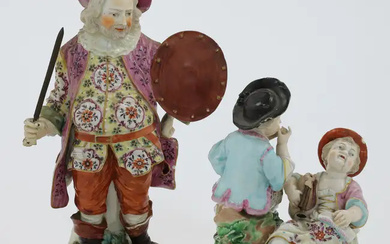 A Derby porcelain figure of James Quinn as Falstaff and a Derby...