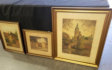 A F Willmusen (3 works) - Scenes of Germany 48 x 37cm; 36 x 28cm; 23 x 29 cm