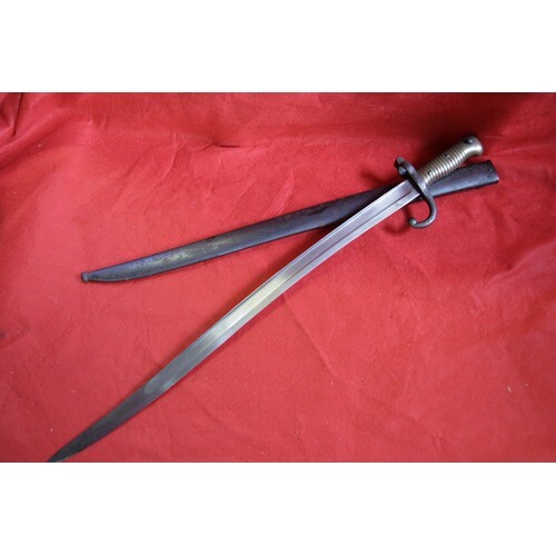 A French Chassepot Bayonet in scabbard in very good order, t...