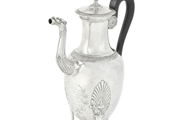 A French Empire style silver coffee pot, no maker's mark, Paris 1819-1838, stamped 1st standard,...