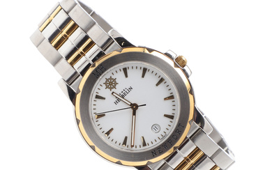 A GENTLEMAN'S STAINLESS STEEL AND GOLD PLATED NEWPORT WRISTWATCH BY MICHEL HERBELIN.