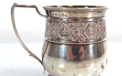A George III silver and parcel gilt Christening mug with...