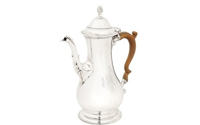 A George III sterling silver coffee pot, London 1769, maker’s mark obscured