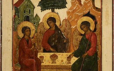 A LARGE AND FINE ICON SHOWING THE OLD TESTAMENT TRINITY