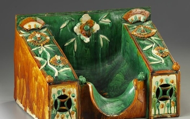 A LARGE CHINESE SANCAI GLAZED PILLOW, MING DYNASTY