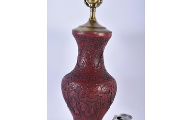 A LATE 19TH/20TH CENTURY CHINESE CARVED IMITATION CINNABAR L...