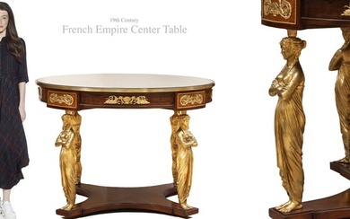 A Large 19th C. French Empire Figural Bronze Center-Table
