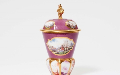 A Meissen porcelain cup and cover with merchant navy scenes
