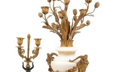 A Neoclassical Gilt Bronze Mounted White Marble