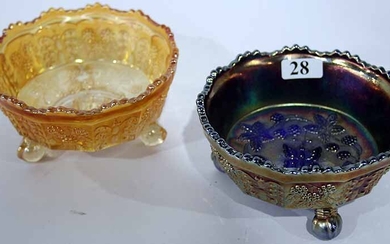 A PAIR OF CARNIVAL GLASS BOWLS